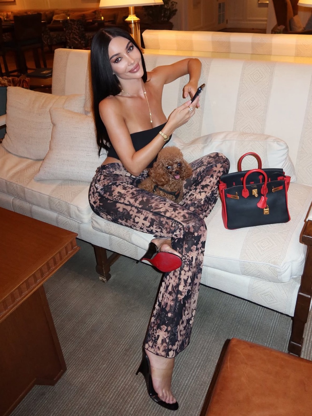 Chrome Hearts Tan and Black Cross-Print Flared pants - Picture 5 of 7